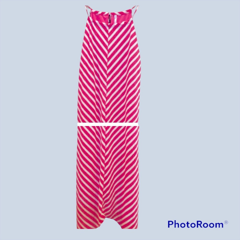 Spaghetti strap striped asymetrical dress